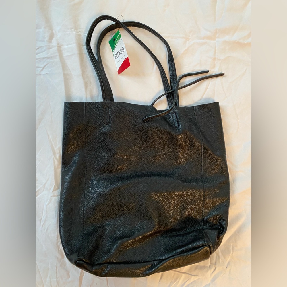 Tie closure Italian Leather Tote